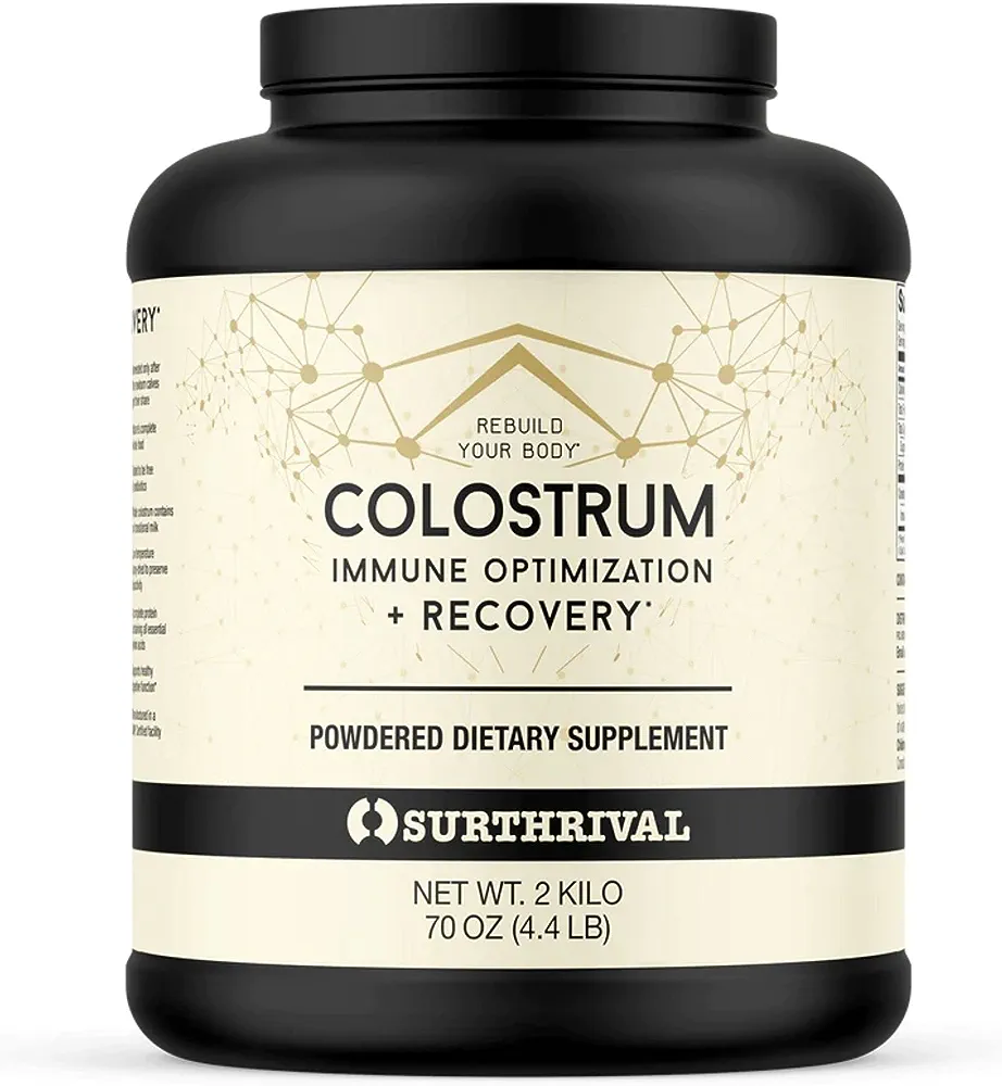 Surthrival: Colostrum Powder (2 Kilo, 4.4lbs), Immune Optimization & Recovery, Powdered Dietary Supplement, Gut Health, Immune Support, Keto Friendly