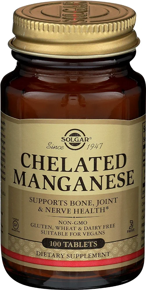 Solgar Chelated Manganese 8 mg, 100 Tabs