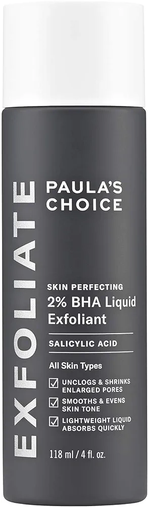 Paulas Choice--SKIN PERFECTING 2% BHA Liquid Salicylic Acid Exfoliant--Facial Exfoliant for Blackheads, Enlarged Pores, Wrinkles &amp; Fine Lines, 4 oz Bottle سائل للوجه يحتوي علي حمض البيتا (حمض الساليسيليك) مقشر ومزيل للرؤوس السوده والمسام ومزيل للتجاعيد وخطوط الوجه