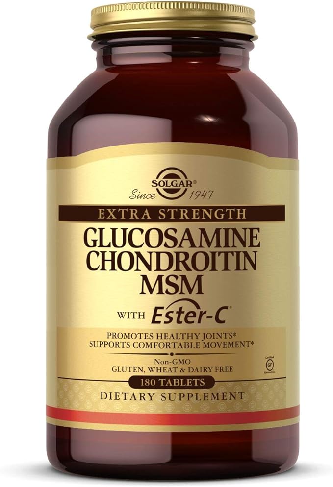 Solgar Extra Strength Glucosamine Chondroitin MSM w/ Ester-C, 180 Tablets - Promotes Healthy Joints, Supports Comfortable Movement &amp; Collagen Formation - Non-GMO, Gluten Free, Dairy Free - 60 Servings