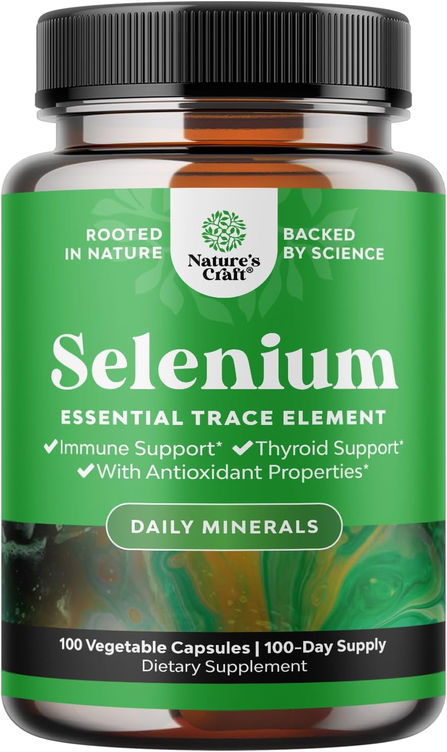 Pure Selenium Thyroid Support Supplement - Selenium 200mcg Antioxidant Supplement and Natural Immune Booster for Adults - Immune and Memory Supplement