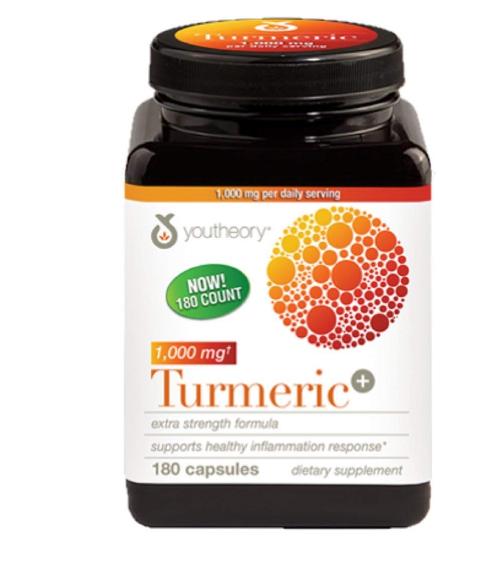 Youtheory Turmeric Extra Strength Formula Capsules 1,000 mg per Daily, 180 Count كبسولات يوثيوري بتركيبة ذات قوة إضافية للكركم 1000 ملغ يوميًا180 قرص
