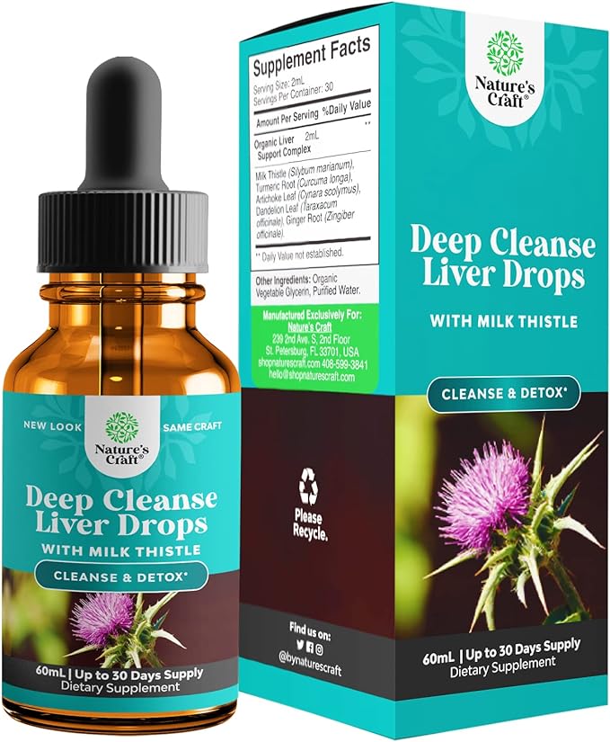 Liver Support Milk Thistle Tincture - Liquid Herbal Supplement with Artichoke Extract for Liver Cleanse Detox &amp; Repair