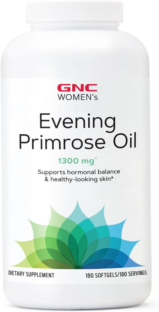 GNC Women's Evening Primrose Oil (EPO) 1300 mg | Supports Hormonal Balance, Immunity, Healthy Skin and Heart Health | Daily Vitamin | 180 Softgel Capsules