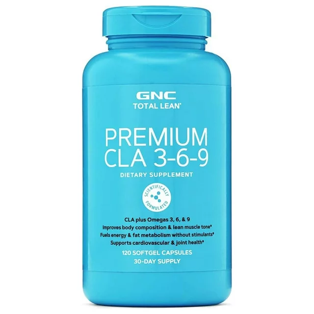 GNC Total Lean Premium CLA 3-6-9 | Improves Body Composition & Muscle Tone, Fuels Energy Without Stimulants, Supports Cardiovascular & Joint Health | 120 Softgel Capsules