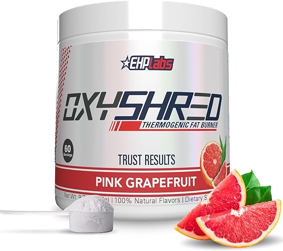 EHPlabs OxyShred Thermogenic Pre Workout Powder & Shredding Supplement - Clinically Proven Preworkout Powder with L Glutamine & Acetyl L Carnitine, Energy Boost Drink - Pink Grapefruit, 60 Servings