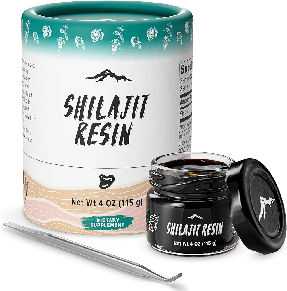 {Open Cartone} Pure Himalayan Shilajit Resin with Spoon, 115gm