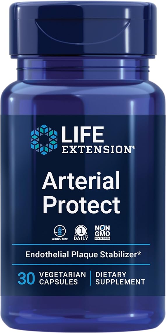 Life Extension Arterial Protect - Blood Pressure Supplement for Heart Health - with gotu kola and Pycnogenol dried French maritime pine bark extracts - Gluten-Free, Non-GMO, Vegetarian - 30 capsules