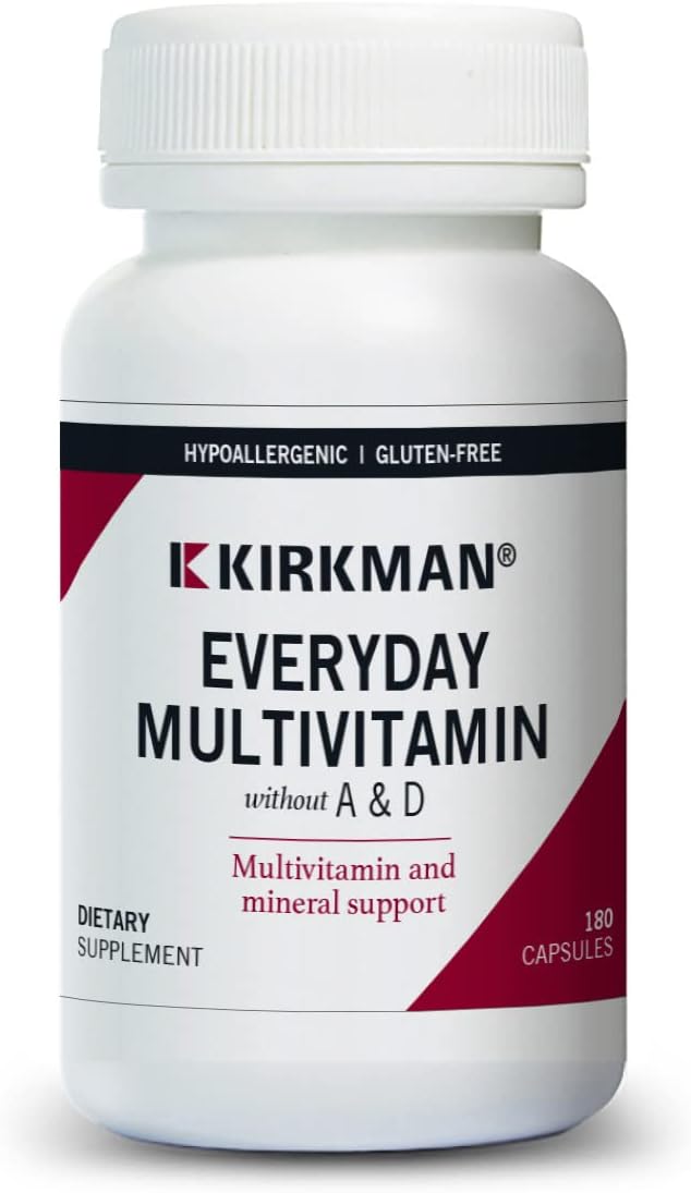 Kirkman EveryDay Multivitamin without Vitamins A & D - 180 Capsules <?/> كيركمان فيتامينات متعددة للإستخدام اليومي بدون فيتامين أ و د/ 180 كبسولة