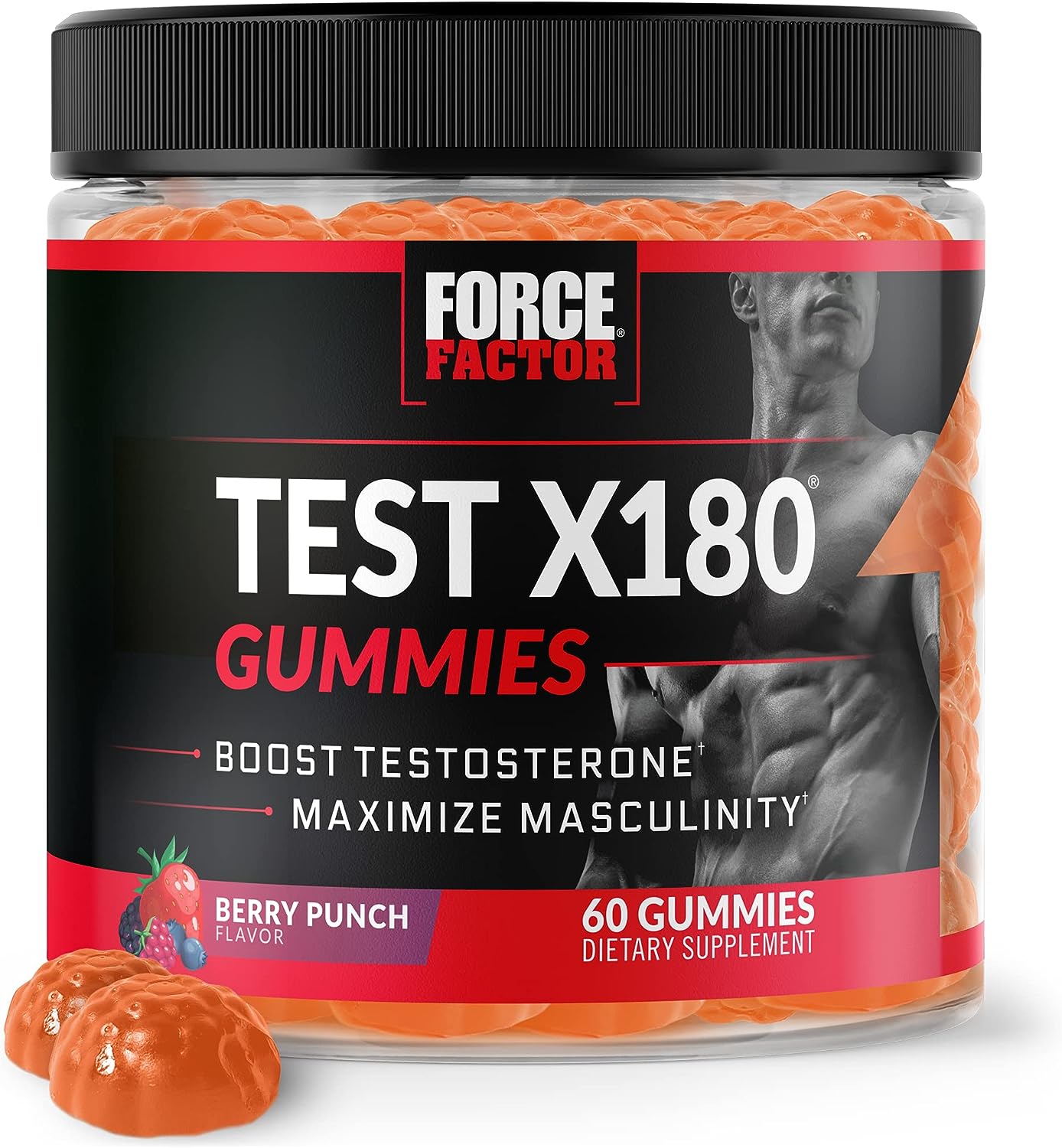 Force Factor Test X180 Testosterone Booster, 60 Gummies