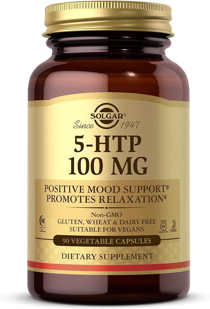 Solgar 5-HTP 100 mg, 90 Vegetable Capsules - Promotes Relaxation - Positive Mood & Stress Support -  90 Servings