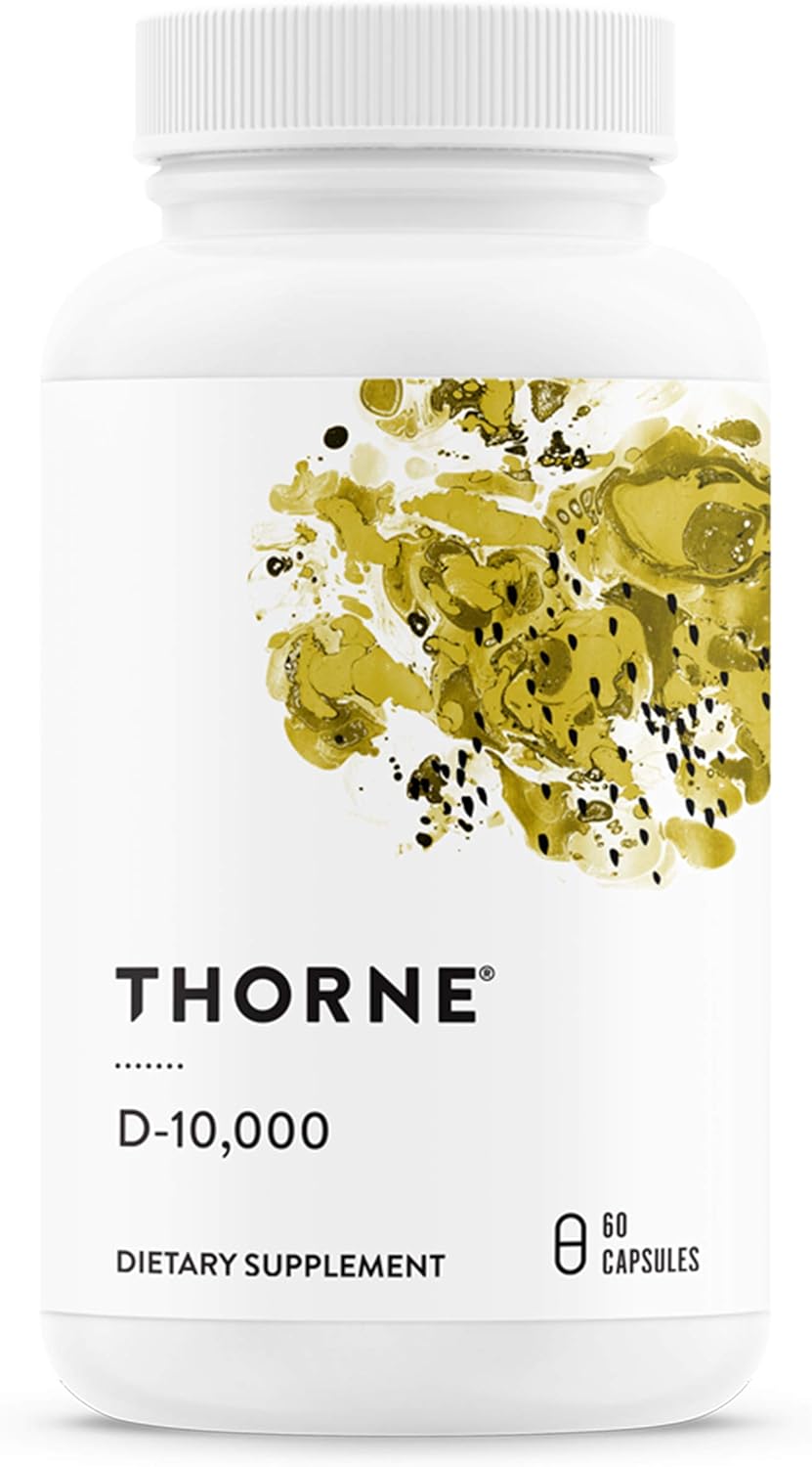THORNE Vitamin D3 Supplement, 10,000 IU - 60 Capsules.<br/> ثورن فيتامين د٣ تركيز 10000وحدة