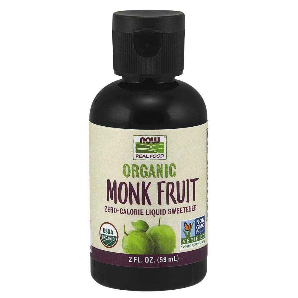 NOW Foods, Certified Organic Monk Fruit Liquid, Zero-Calorie Liquid Sweetener, Non-GMO, Low Glycemic Impact, 2-Ounce
