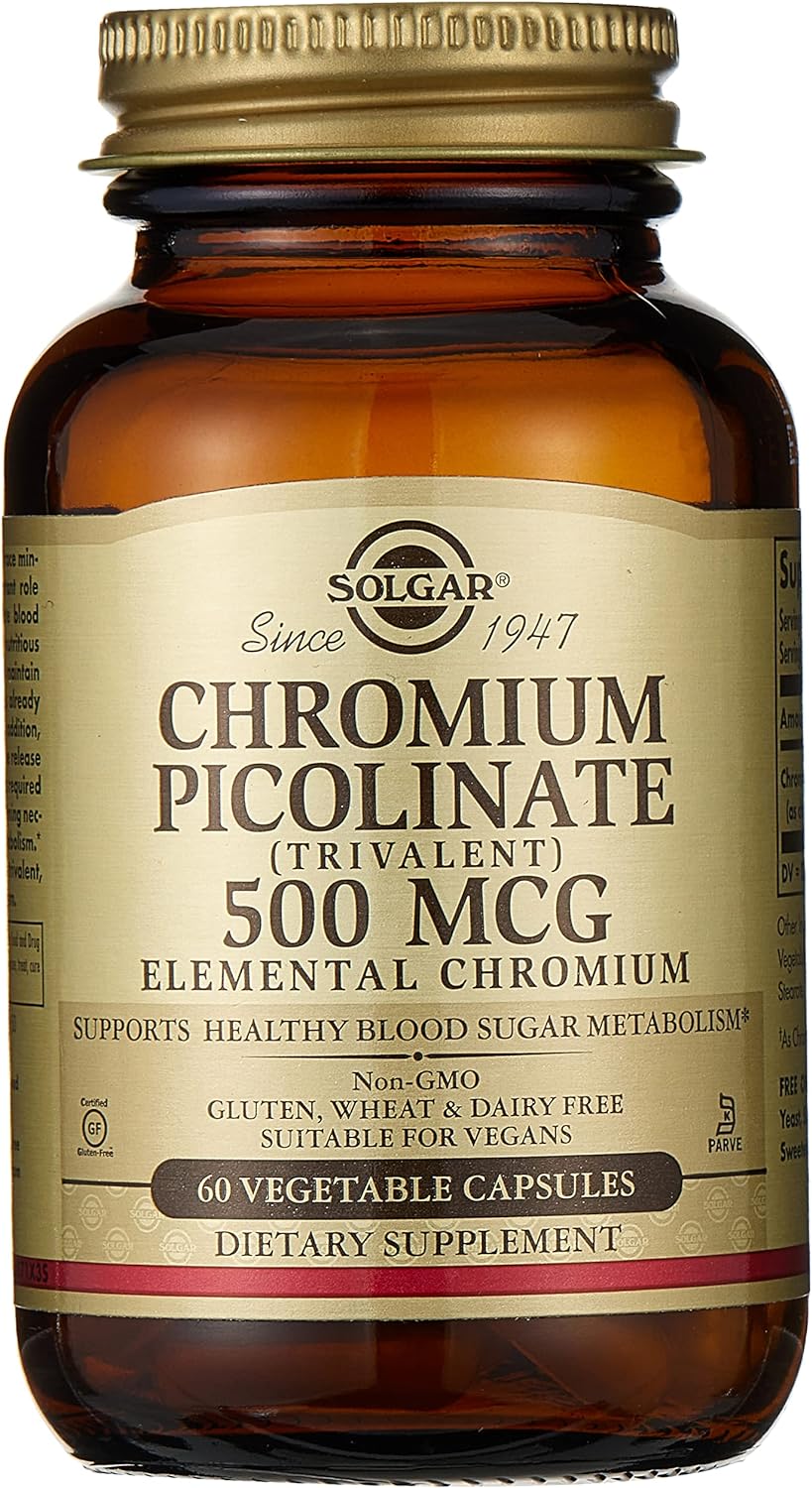 Solgar Chromium Picolinate 500 mcg, 60 Vegetable Capsules