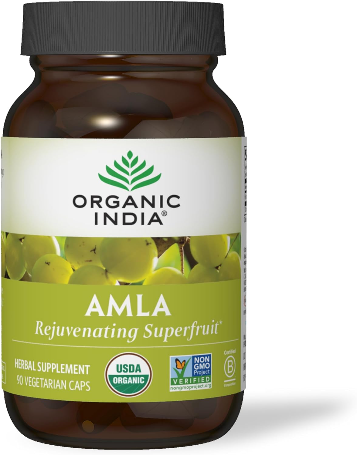 ORGANIC INDIA Amla Capsules Organic, Indian Gooseberry Herbal Vitamin Supplement, 90 Capsules