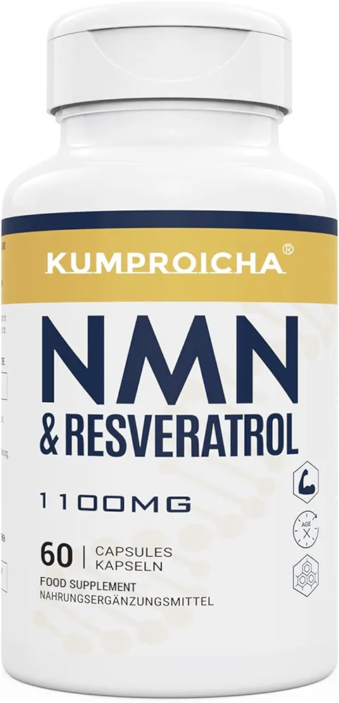 NAD+ Trans-Resveratrol Supplement 1100mg with Black Pepper Extract - Cellular Energy Booster and Antioxidant Support - 60 Capsules (60 Count (Pack of 1))