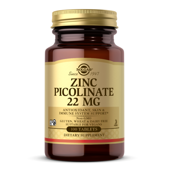 Solgar Zinc Picolinate 22 mg, 100 Tablets - Promotes Healthy Skin - Supports Immune System, Normal Taste & Vision - Antioxidant