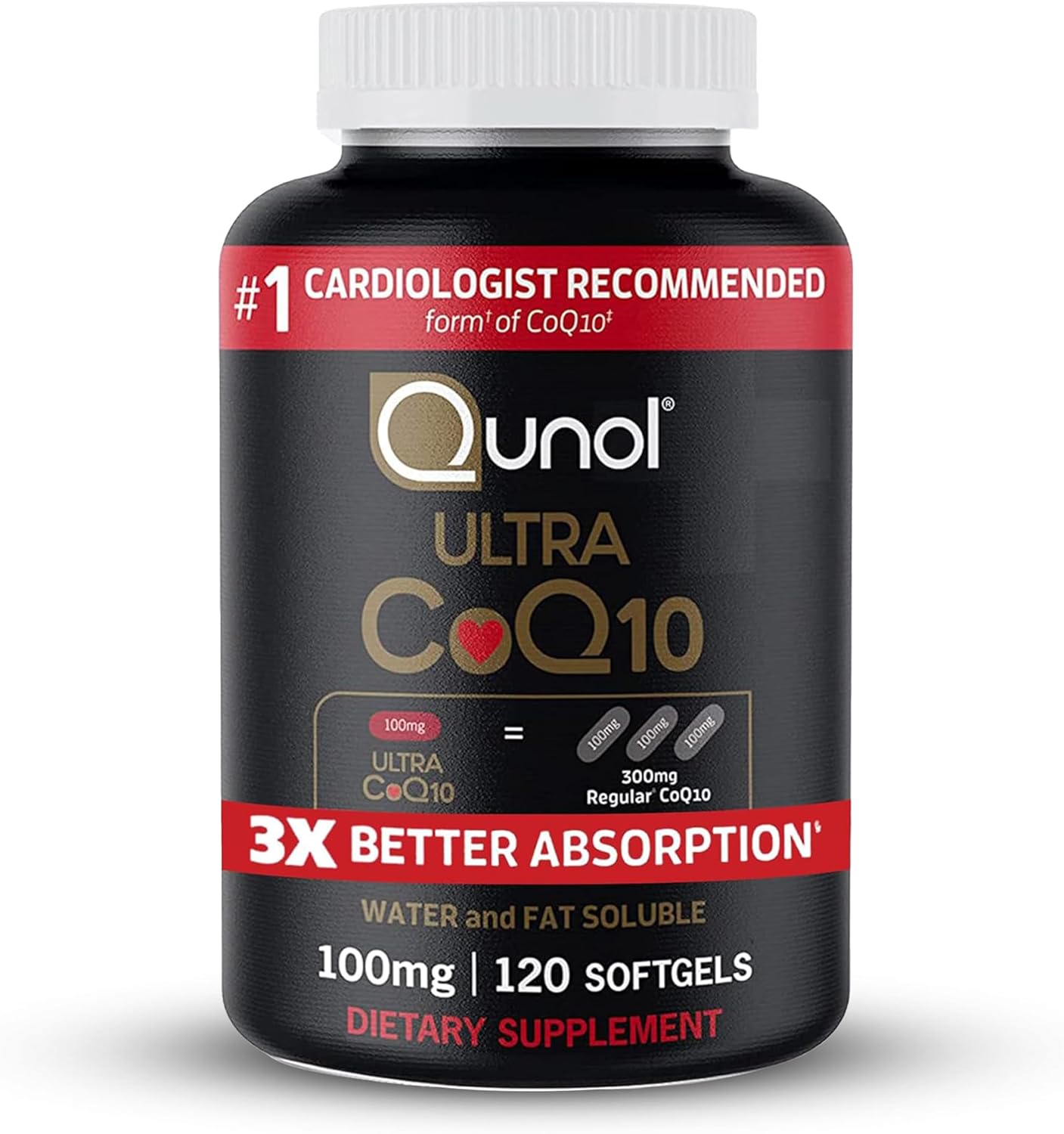 Qunol Ultra CoQ10 100mg | 3X Better Absorption | 120 Softgels