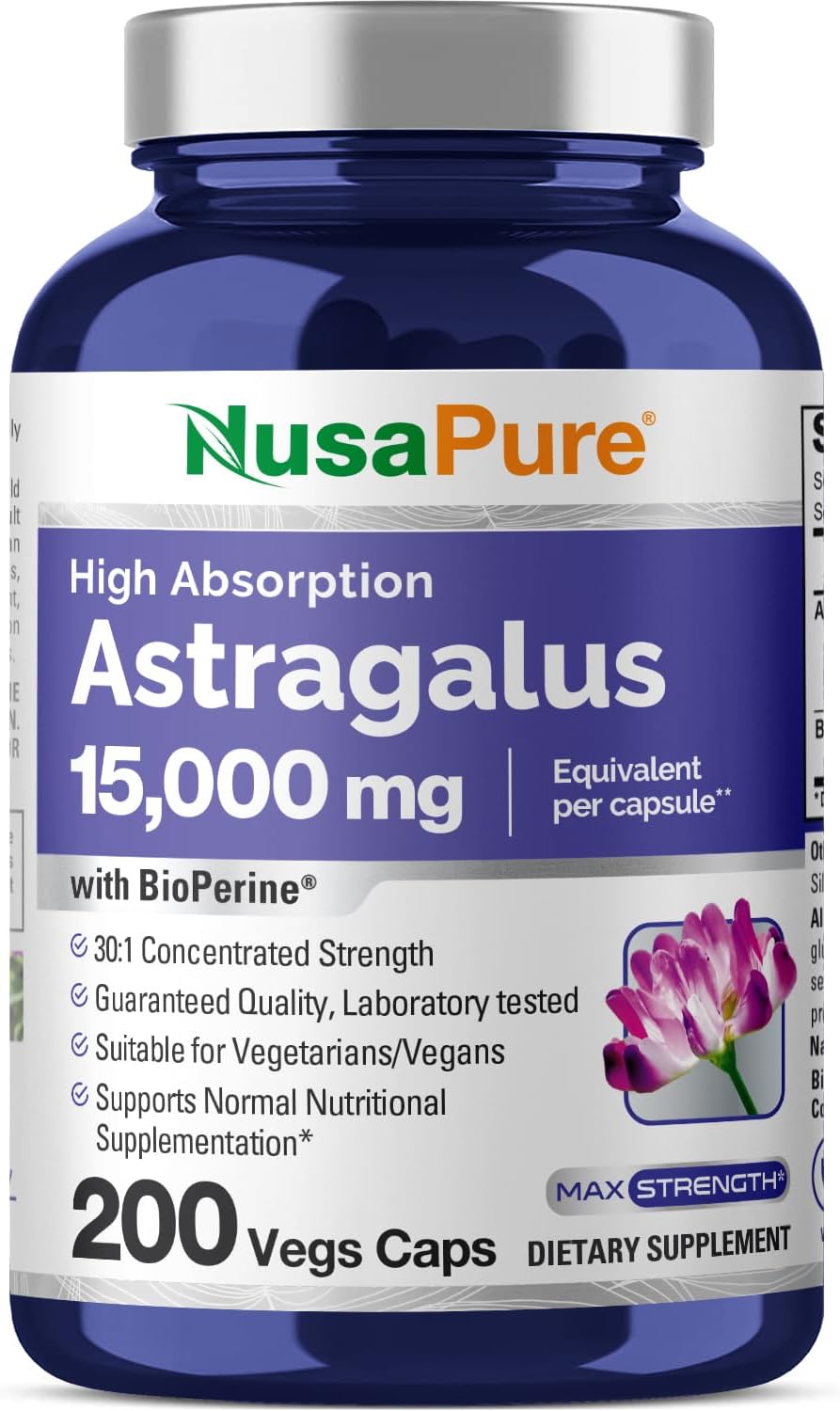 NusaPure Astragalus 15000 mg, 200 Capsules