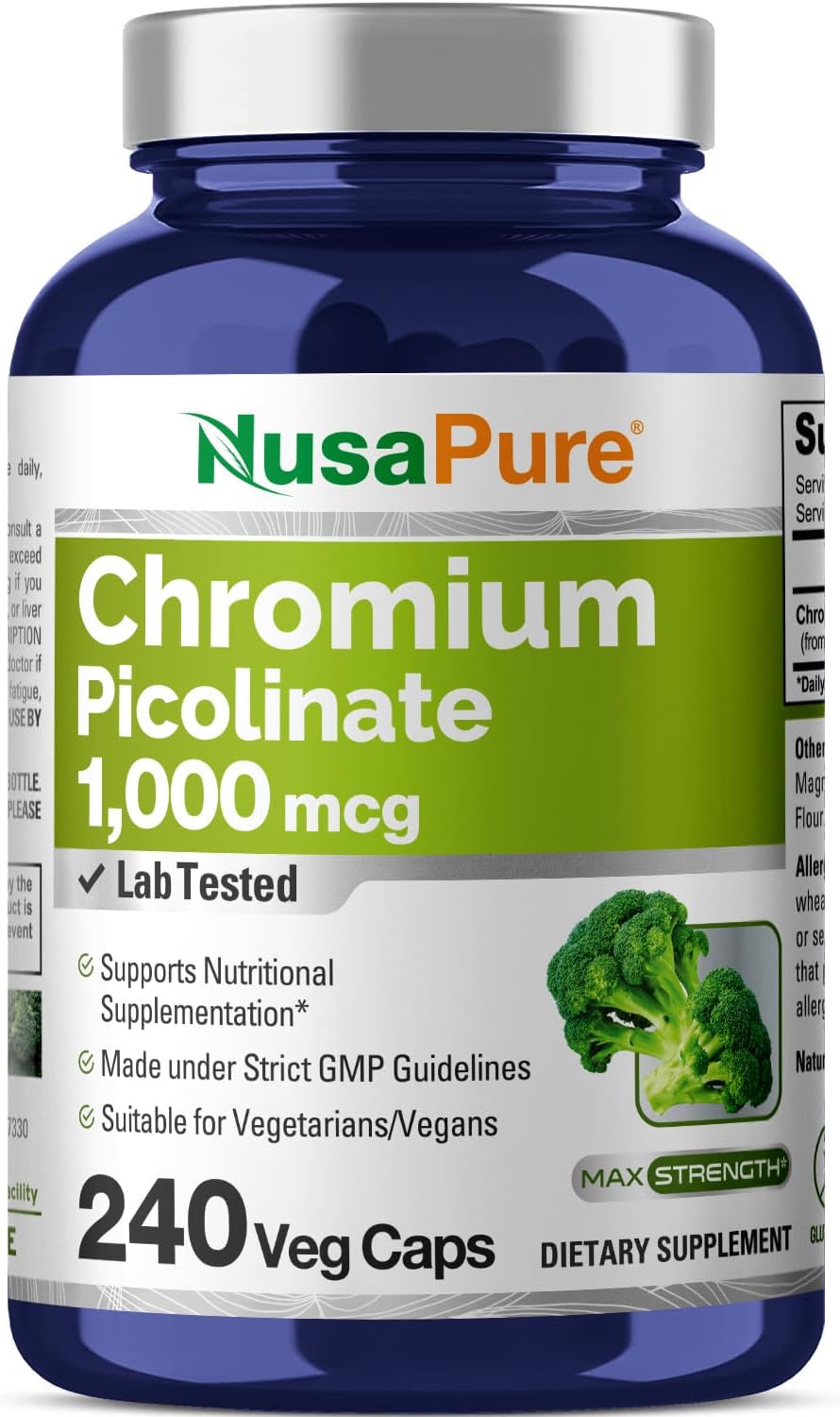 Nusapure Chromium Picolinate 1000mcg, 240 Capsules