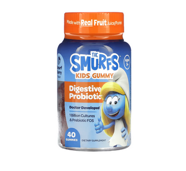 Smurfs Kids Probiotic Gummies | Natural Digestive Support , Ages 3+ | 40 Gummies