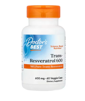 Doctor's Best Trans-Resveratrol 600mg | Premium Anti-Aging Supplement | 60 Capsules