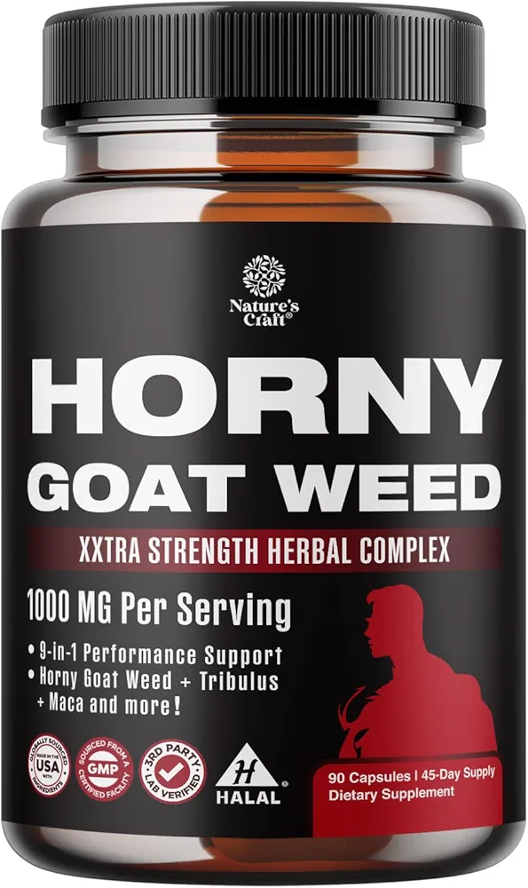 Horny Goat Weed for Men | Extra Strength | Stamina, Energy &amp; Performance | 90 Capsules