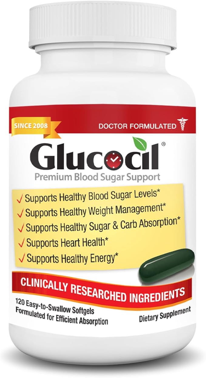 Doctor Formulated Glucocil Softgels – Premium Blood Sugar Support with Berberine &amp; Mulberry Leaf (120 Softgels)
