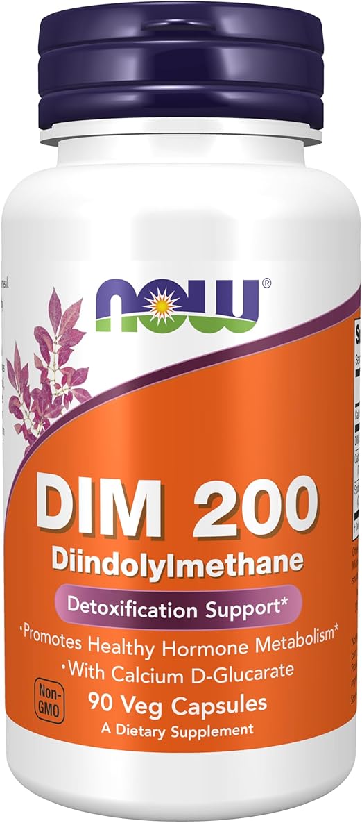 NOW ,DIM (Diindolylmethane) 200 with Calcium D-Glucarate | 90 Veg Capsules