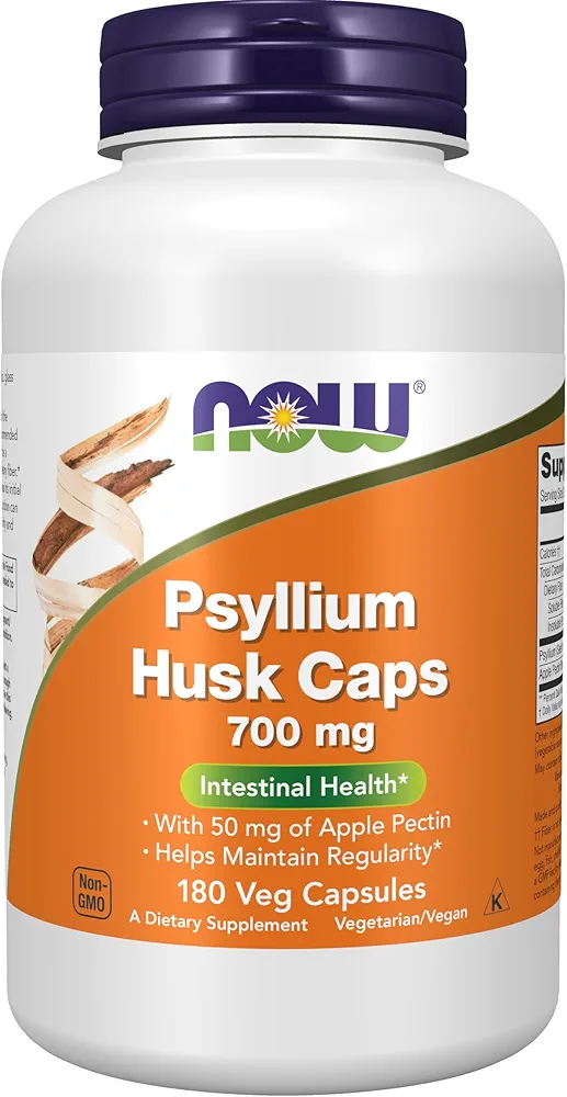 NOW Foods Psyllium Husk Capsules, 700mg | For Intestinal Health | 180 Veg Caps