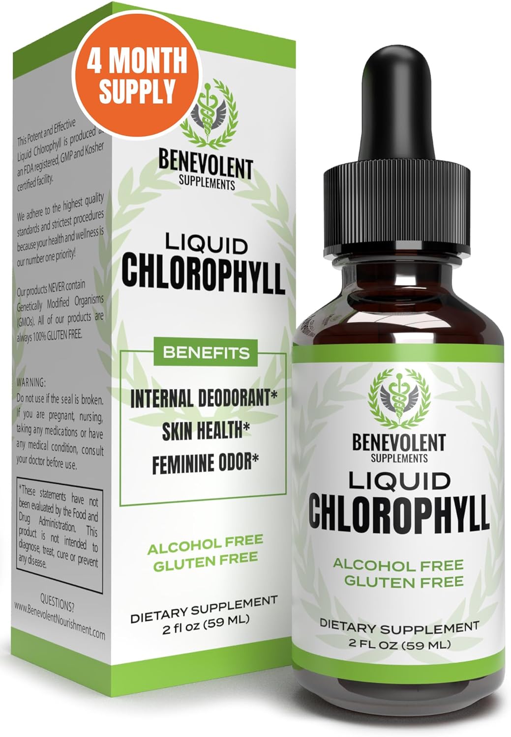 {Damaged Bottle} Benevolent Liquid Chlorophyll, 59 ml
