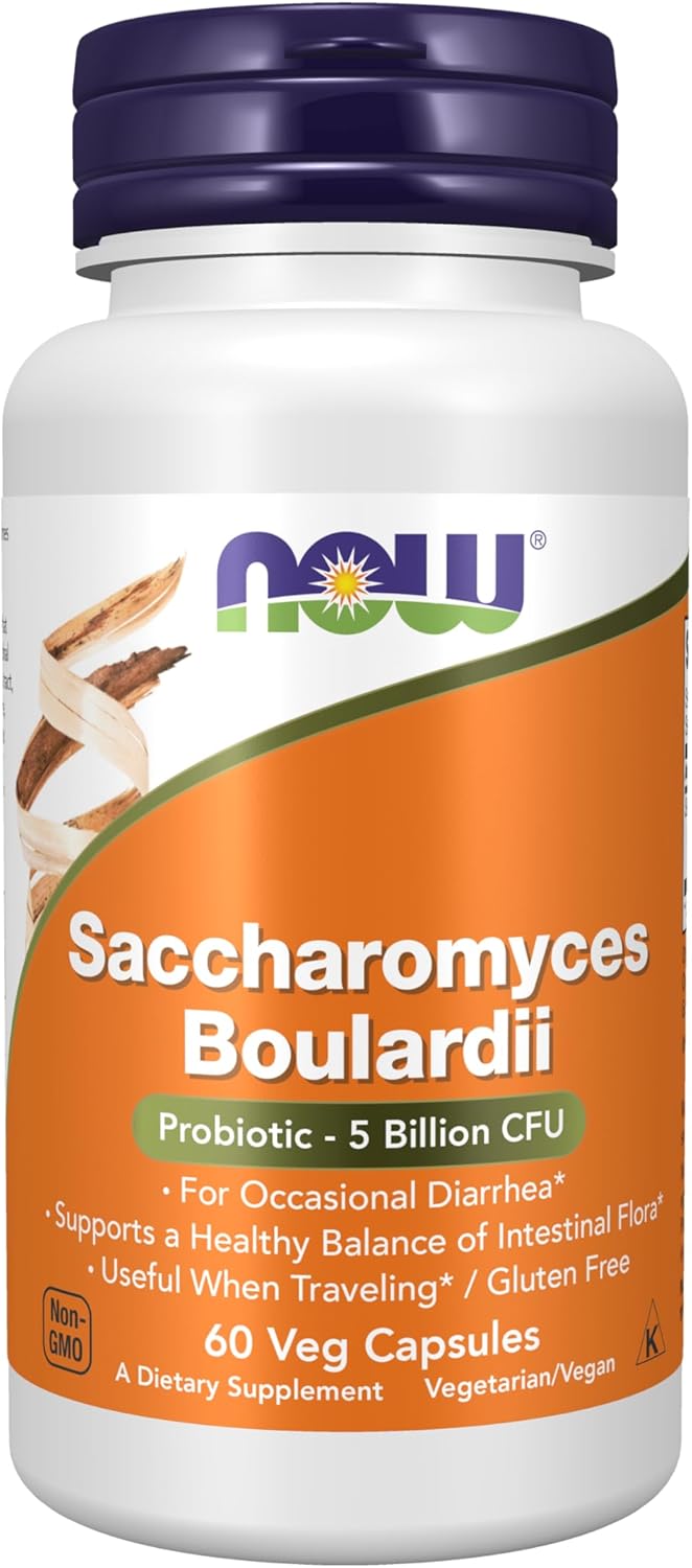 NOW Saccharomyces Boulardii Probiotic | 5 Billion CFU | 60 Veg Capsules