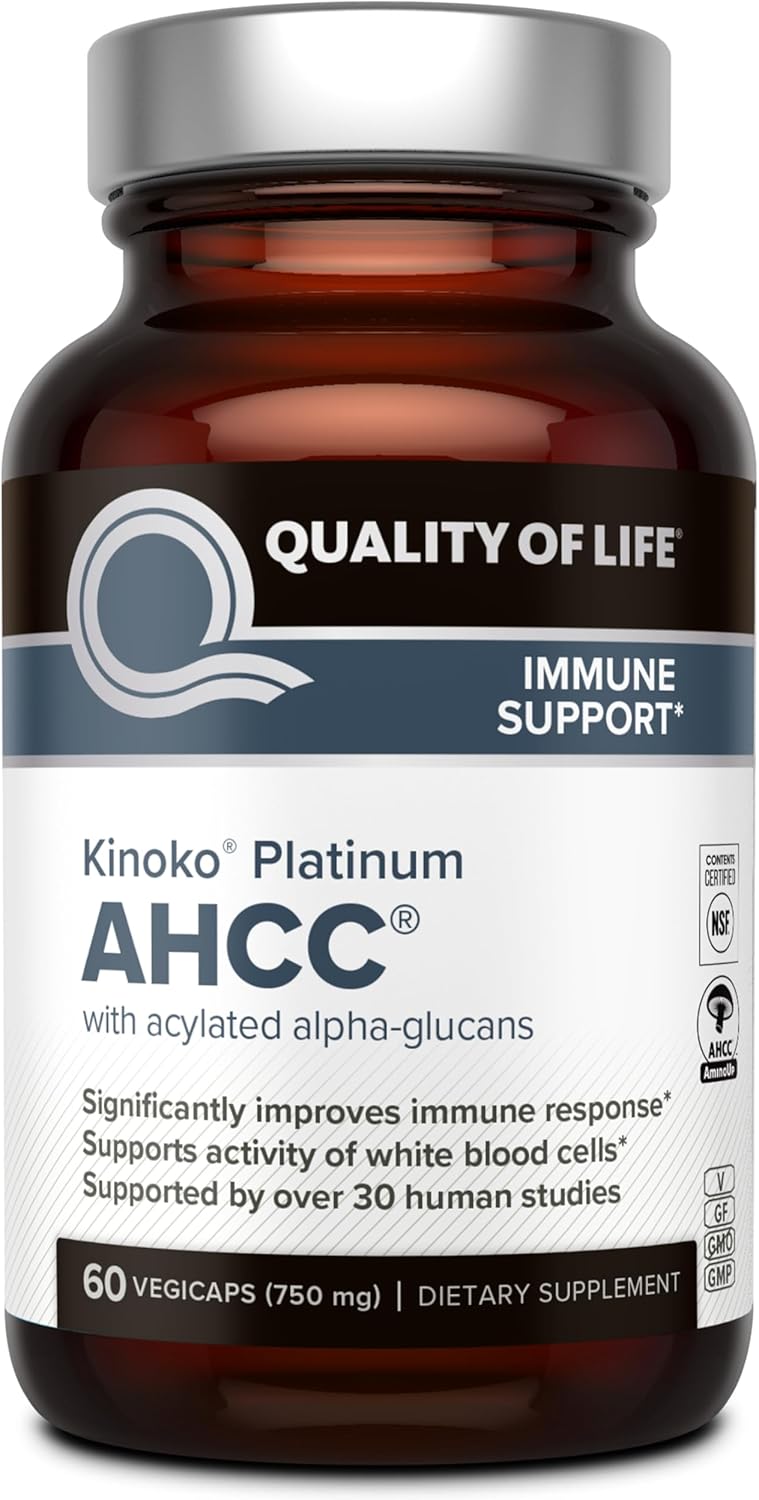 Quality of Life, Kinoko® Platinum AHCC® with Acylated Alpha-Glucans, 60 Vegicaps
