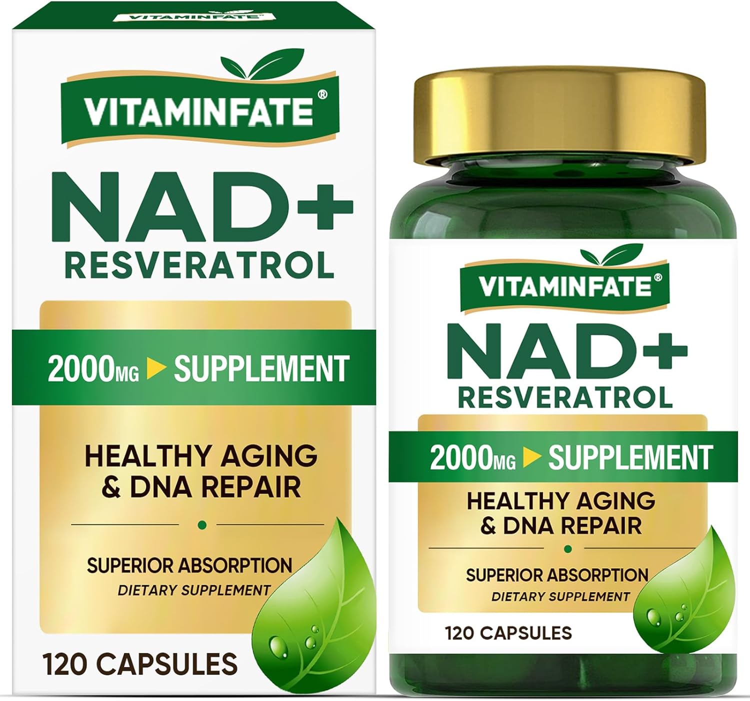 VITAMINFATE  NAD+ and Resveratrol Supplement | Healthy Aging  | 120 Capsules