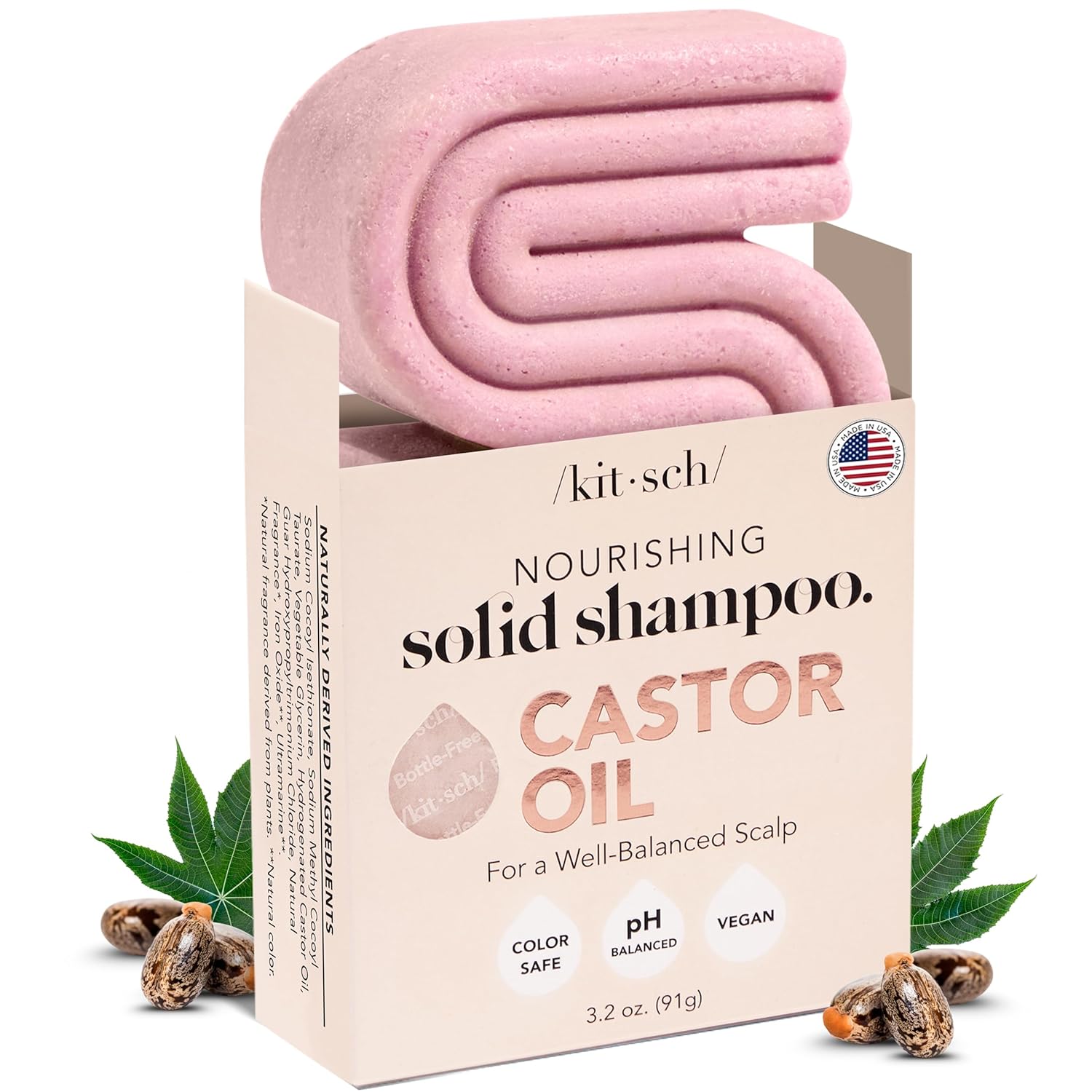 Kitsch Organic Castor Oil Shampoo Bar | For Hair Strength & Hydration