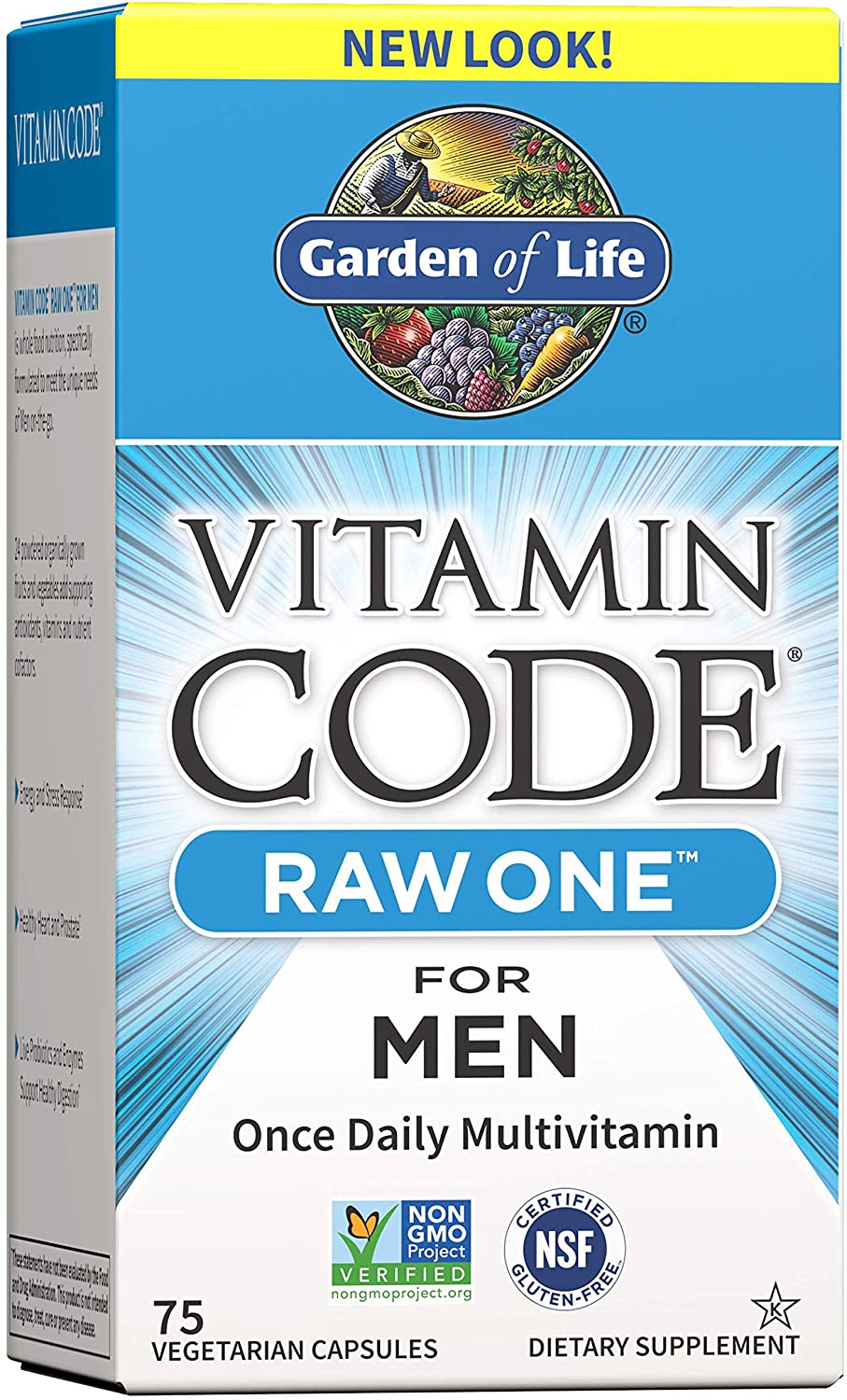 Garden of Life Vitamin Code Raw One for Men Multivitamin for Men - 75 Capsules, Once Daily Vitamins plus Fruit, Veggies &amp; Probiotics for Mens Health جاردن اوف لايف ، فيتامينات متعددة مع الفاكهة والخضروات والبروبيوتك لصحة الرجال ، 75 كبسولة