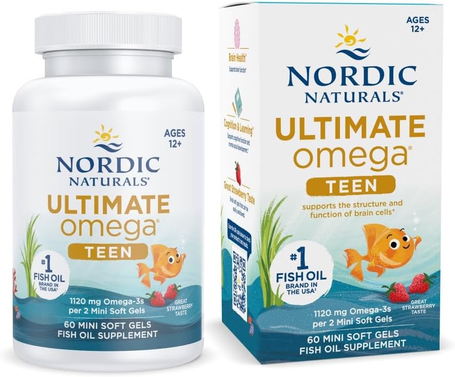 Nordic Naturals Ultimate Omega Teen, Strawberry - 60 Mini Soft Gels