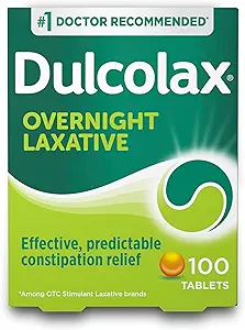 Dulcolax Stimulant Laxative Tablets, Predictable & Effective Constipation Relief, Relieves Straining & Bloating, Bisacodyl 5 mg, 100 Count
