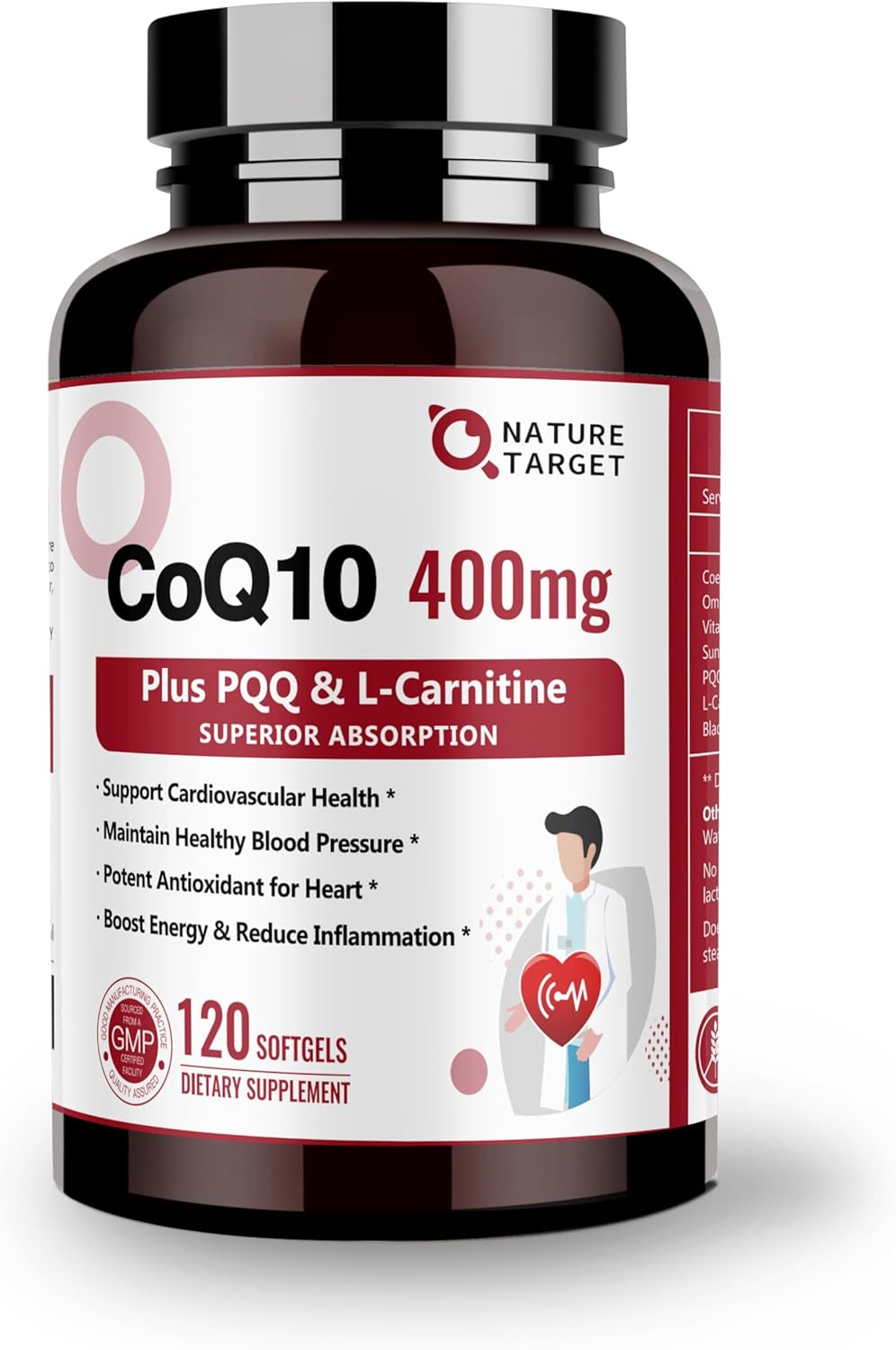Nature Target CoQ10 400mg Review | PQQ &amp; Omega-3 Heart Complex | 120 Capsules