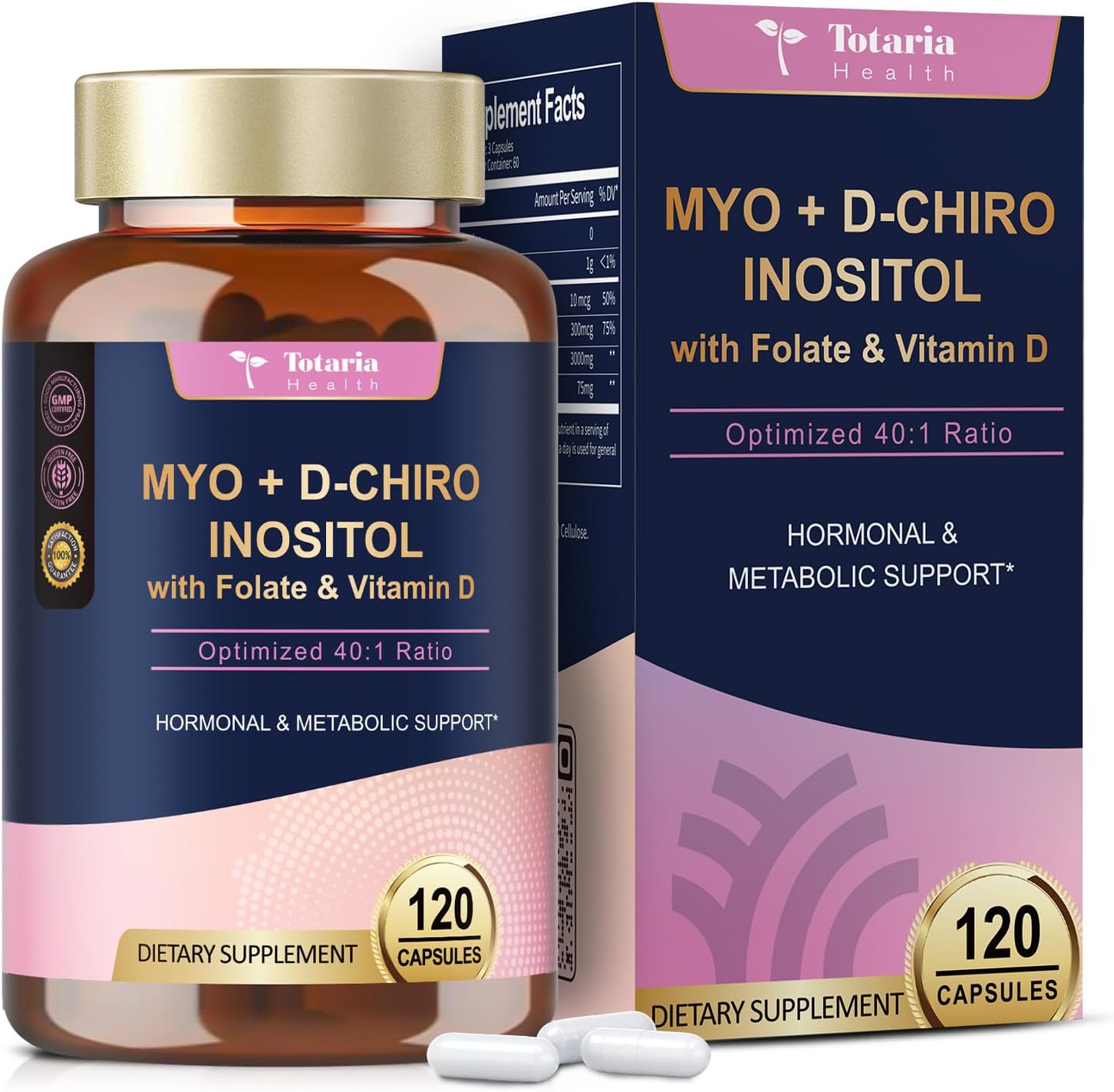 Totaria Myo-Inositol &amp; D-Chiro | PCOS Support 40:1 | 120 Caps