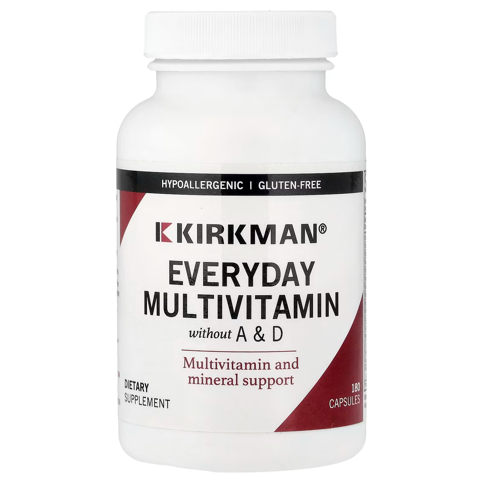 Kirkman EveryDay Multivitamin without Vitamins A & D | 180 Capsules