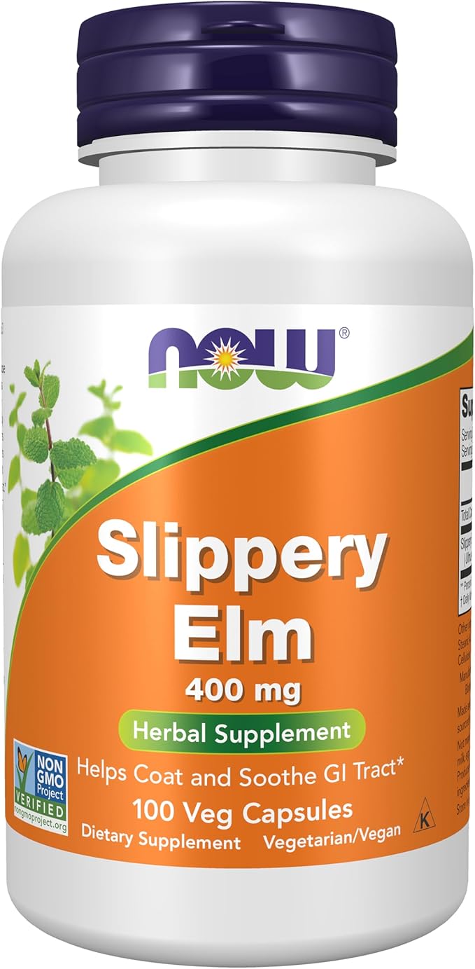 NOW Supplements Slippery Elm (Ulmus rubra) 400 mg | 100 Veg Capsules