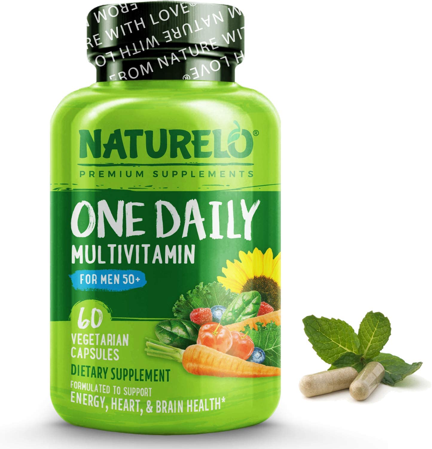 NATURELO One Daily Multivitamin for Men 50+ with Whole Food Vitamins -Boost Energy -60 Capsules <br/> ناتشريلو ، وان ديلى فيتامينات متعددة للرجال فوق 50 عام ، مكمل غذائى كامل لزيادة إنتاج الطاقة و لتحسين الصحة العامة ، 60 كبسولة نباتية