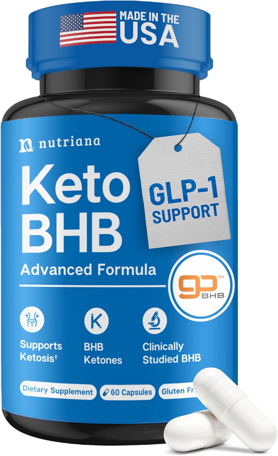 Nutriana | Exogenous Ketones BHB Supplement for Keto Support | 60 capsules