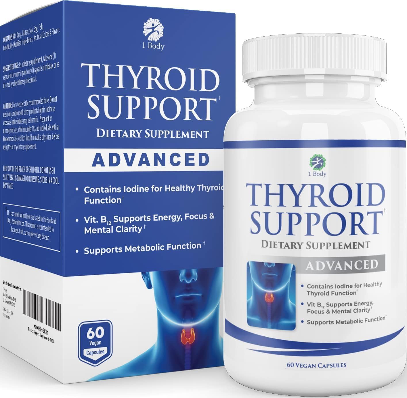 1Body Thyroid Support Supplement with Iodine More 60 capsules