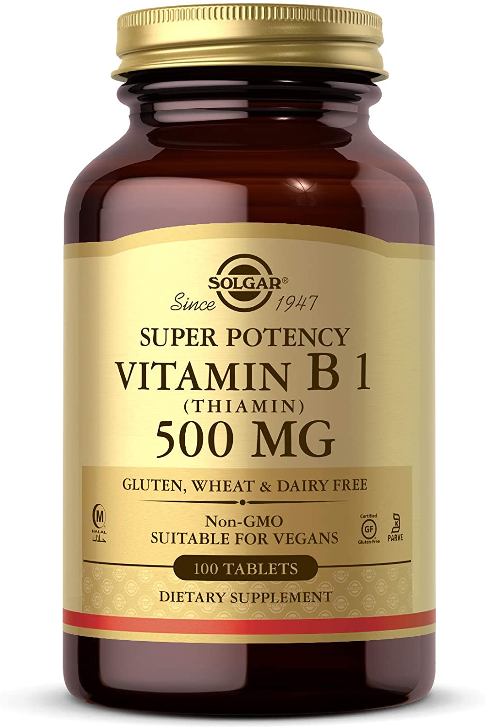 Vitamin B1 (Thiamin) 500mg Tablets | High-Strength B Complex Supplemen | 100 Tablets