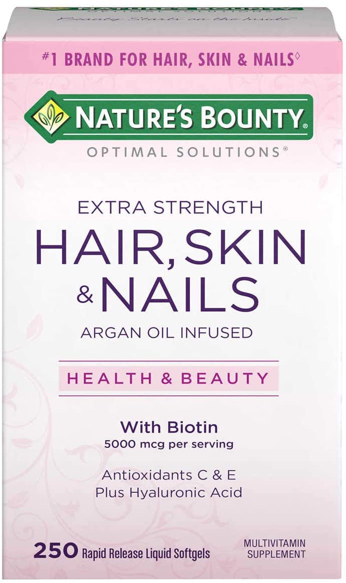 Nature's Bounty Hair Skin &amp; Nails | 5000mcg Biotin | Extra Strength Formula | 250 Capsules