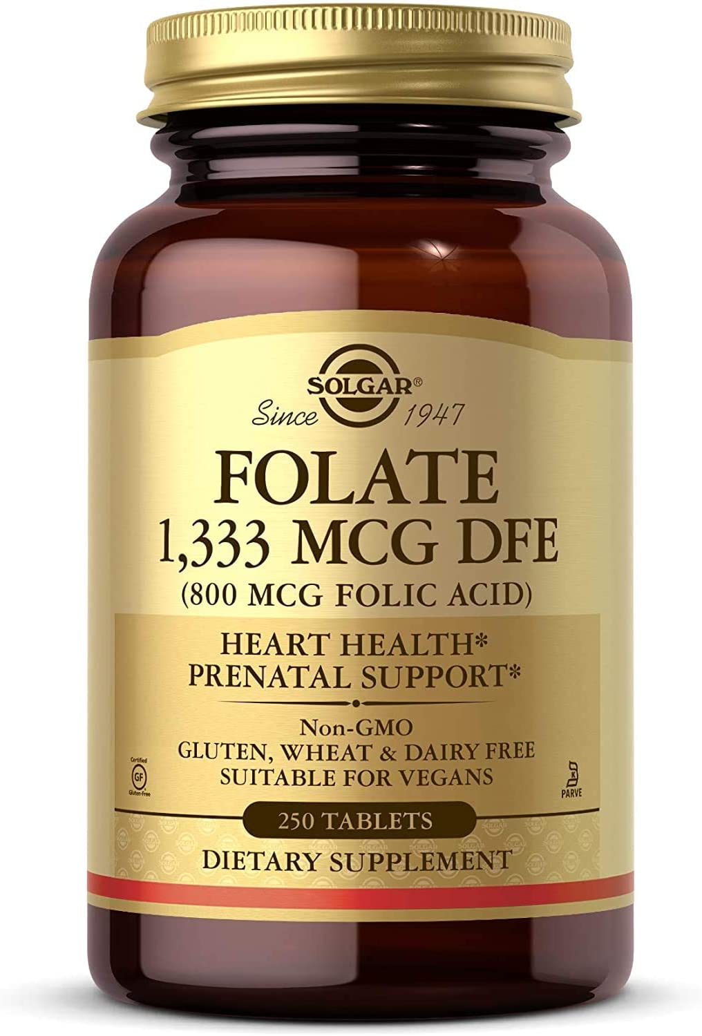 Solgar Folate 1,333 MCG Equivalent (800 mcg Folic Acid), Healthy Nervous System, pregnant Support, 250 Tablets سولجار فولات 1,333 ميكروجرام( 800 ميكرو حمض الفوليك) لصحة القلب والجهاز العصبى ولصحة الأمهات الحوامل ، 250 حباية