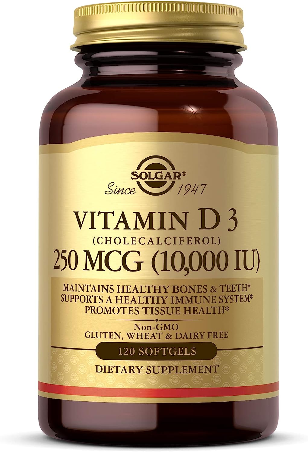 Solgar Vitamin D3 250 MCG (10,000 IU), Helps Maintain Healthy Bones &amp; Teeth - Immune System Support ,120 Softgels  فيتامين د3 ، 10000 وحدة دولية ، لتحسين صحة الجهاز المناعى ، ولصحة العظام والأسنان ، 120 جرعة