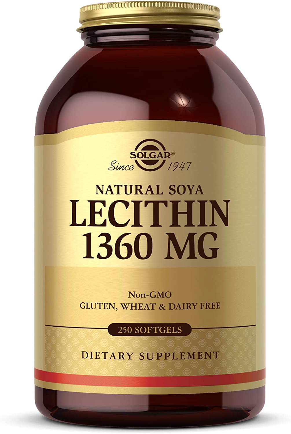 Solgar Lecithin 1360mg – Supports Overall Health – 250 Softgels
